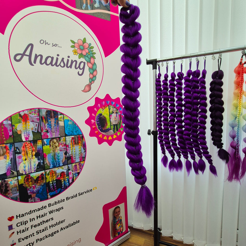 Rumi Inspired Dragon Braid Hair Piece | Purple Chunky Cosplay Extension | Handmade Bobble for Christmas & Fancy Dress - Small - 22 inches