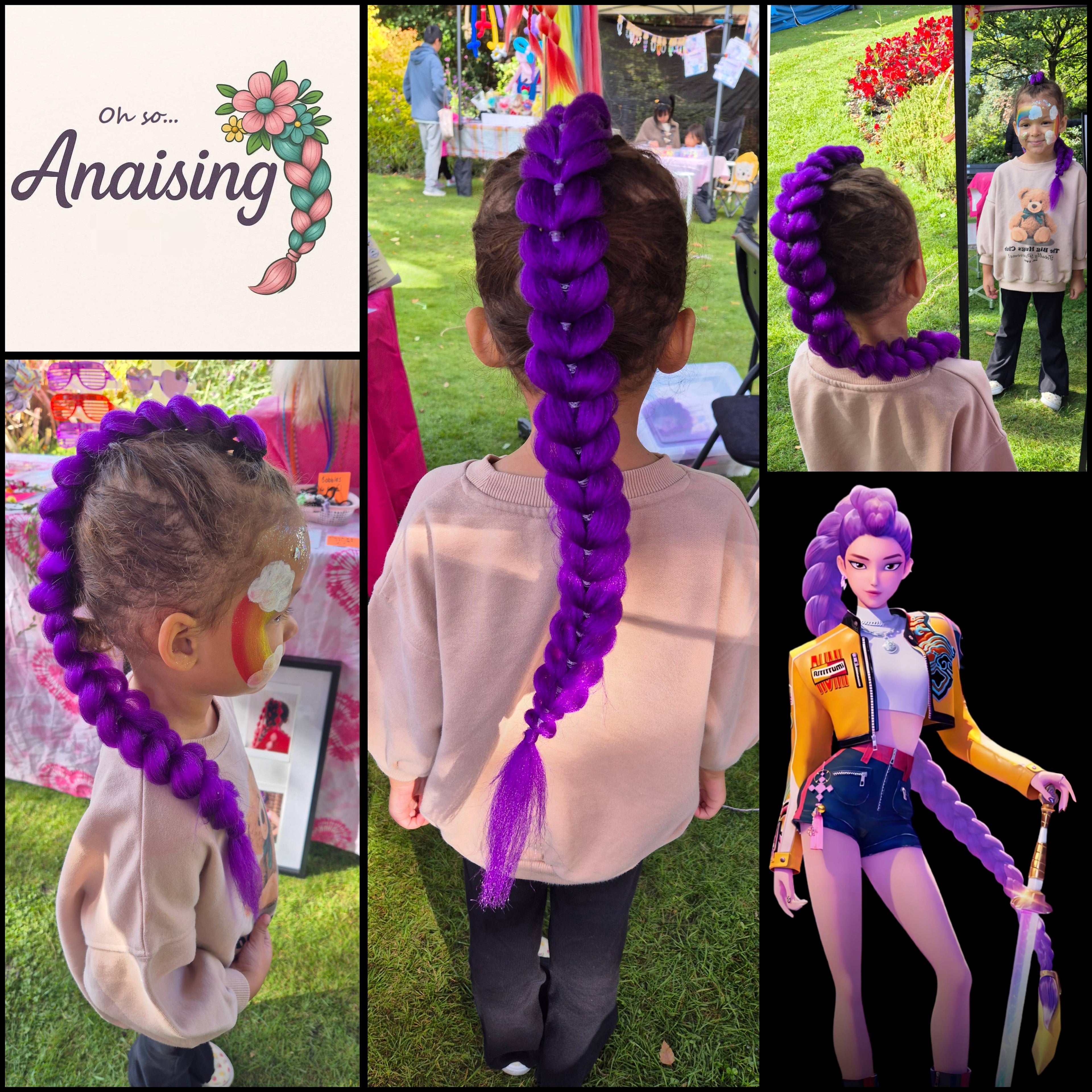 Rumi Inspired Dragon Braid Hair Piece | Purple Chunky Cosplay Extension | Handmade Bobble for Christmas & Fancy Dress - Small - 22 inches