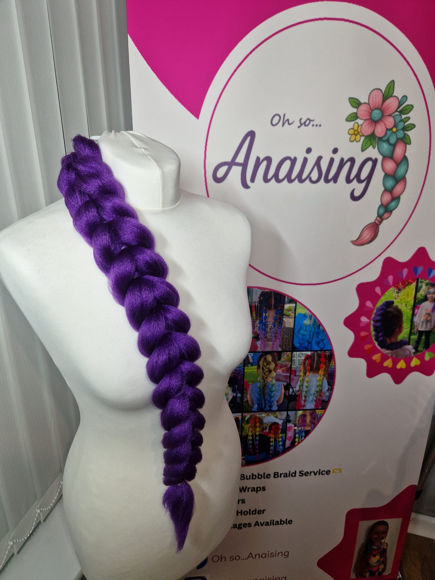 Rumi Inspired Dragon Braid Hair Piece | Purple Chunky Cosplay Extension | Handmade Bobble for Christmas & Fancy Dress - Small - 22 inches